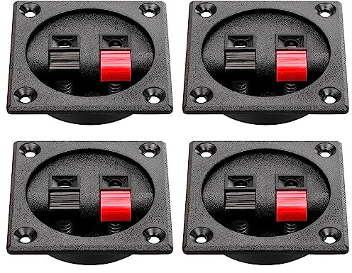 Tongze 4PCS Speaker Box Terminal Cup, Spring Square Subwoofer Box Terminal Binding Post Connector for DIY Home Car Speaker & Sub-woofer
