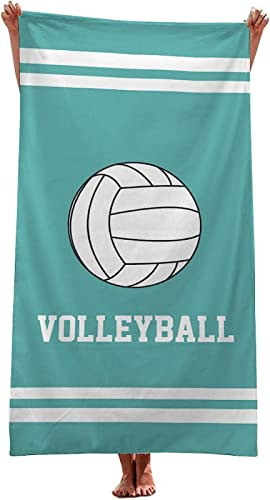 KATATI Volleyball Strandtuch 80x160 cm, Weich Schnell Trocknen Microfaser Handtücher, 3D Strandhandtuch Volleyball Badetuch Strandlaken Handtuch, Herren Frauen Badetücher