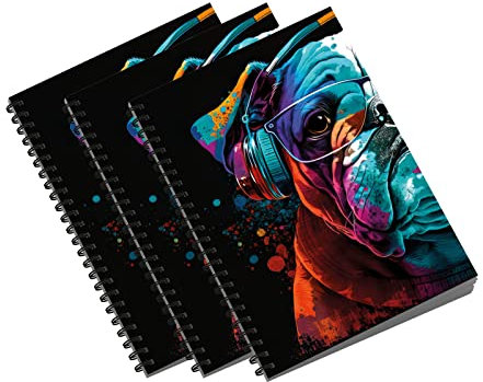 Primus Print Spiral-Notizblock Schreibblock Design-Block Collegeblock - A4 - kariert - 80 Blatt / 160 Seiten - Schule - Büro - Kinder (3, Englische Bulldogge)