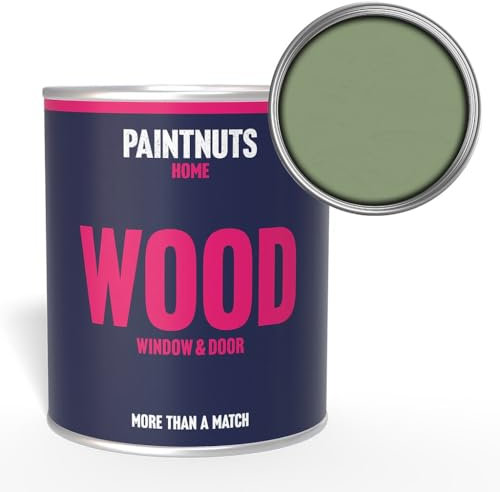 PaintNuts Wood Window & Door Paint - RAL-6021 - PALE GREEN Gloss 1 Litre Tin