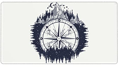 Compass Large Mouse Pad Gaming Mousepad XXL 15.8×29.5 in Non-Slip Rubber Base Desk Mats on Top of Desks Mouse Pads for Wireless Mouse Computer Desks Accessories