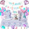 Décoration Anniversaire Sirène, Vaisselle de Fête, Ballons, Bannière pour 16 Invités