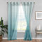 XWZO Gradient Vorhänge mit Ösen Ombre Gardinen Voile Sheer Farbverlauf Vorhang mit Raffhalter 2 er Set für Schlafzimmer und Wohnzimmer 225x140cm (HxB) Seeblau
