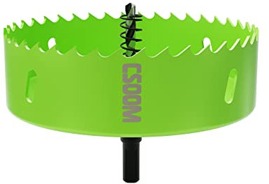 CSOOM Sierra perforadora bimetálica para trabajos en placas de yeso, plástico, madera, metal fino, chapa de acero fino, herramienta de perforación de alto rendimiento, tamaño 135 mm