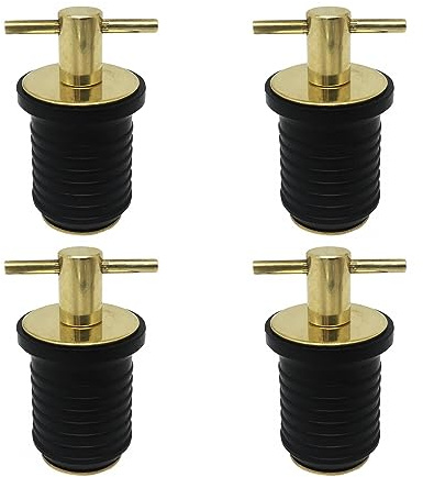 4PCS T-Griff Bootsstopfen, Bootsgummistopfen Messing Marine Ablassstopfen Boot Marine Ablassstopfen Lenzstopfen Ablassschraube für Boote Yachten Kajaks Kanus