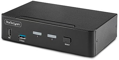 StarTech.com 2-Port 8K KVM-Switch DisplayPort 1.4, 8K 60Hz / 4K 144Hz, DP 1.4, 2x USB 3.0 Ports, 4x USB 2.0 HID Ports, KVM DisplayPort Umschalter, Taste & Hotkey, MST (D86A2-2-PORT-8K-KVM)