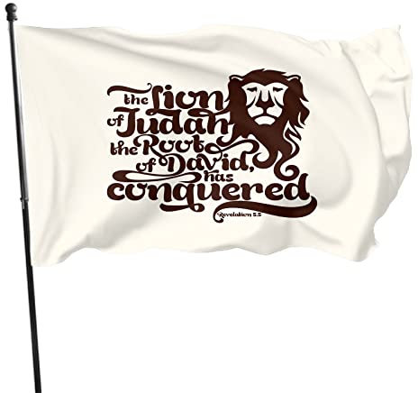 Drapeau lion 1,2 x 1,8 m Le lion de la tribu de Judah - Bannière décorative d'extérieur - Grand drapeau de bienvenue pour maison, jardin, cour, pelouse