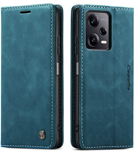 XTCASE Funda de Cuero Xiaomi Redmi Note 12 Pro/Poco X5 Pro 5G, Carcasa Premium PU Libro Flip Case con [Ranuras para Tarjetas y Monedero] [Cierre Magnético] [Tecnología RFID] [Soporte Plegable], Azul