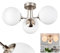 Deckenleuchte Cabalonga, moderne Deckenlampe aus Metall/Glas in Nickel-matt/Milchglas, Leuchte im modernen Design mit Schirmen aus Glas (Ø 15 cm), 3-flammig, 3 x E14, ohne Leuchtmittel