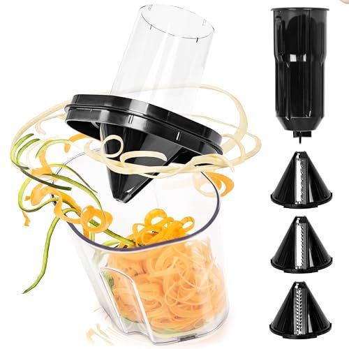 ACCESSORY ONLY - Duronic Vegetable Spiraliser HBS35, 3 Blade Sizes For HB35 Hand Blender, 1.4L Capacity, Lightweight Compact Ideal for Veggie Pasta, Zucchini, and Carrot Spaghetti