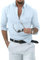 TARAINYA Camicia Lino Uomo Cotone Manica Lunga Estiva Casual con Tasche Regular Fit Blu Cielo L