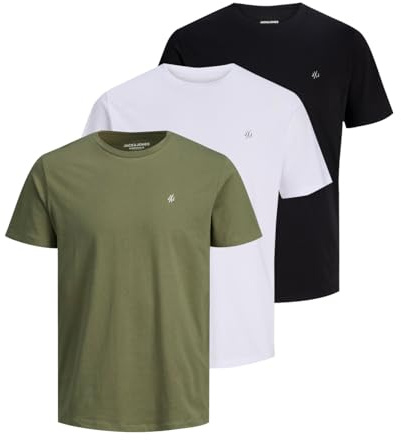 JACK & JONES JJECORP T-Shirt pour Homme avec imprimé dans Un Pack avantageux avec col Rond, S