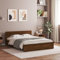 vidaXL Brown Oak Bed Frame with Headboard - Engineered Wood Double Bedstead for Bedroom - 140x200 cm Mattress Base - Sturdy Plywood Slats