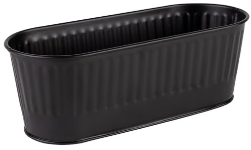 APS 11754 Cubertero/Cesta, panera, Cesta para Plantas, 29,5 x 12 cm, Altura 10 cm, 2 litros, Acero Inoxidable, Negro