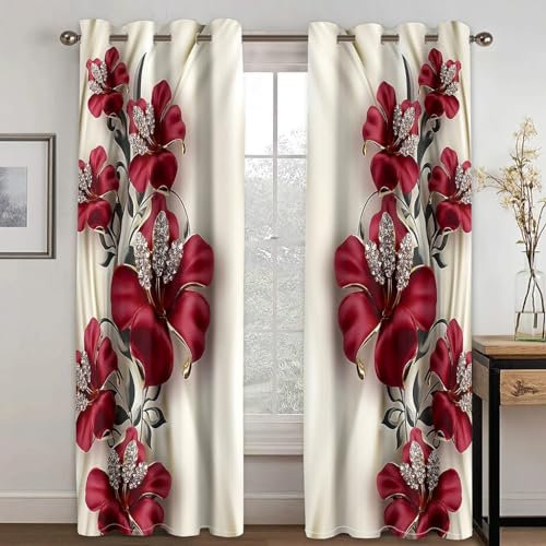 HRBK Verdunklungsvorhänge Leichter Luxus Und Modern Gardinen mit Ösen Blickdichte Vorhänge für Schlafzimmer Wohnzimmer - Fenstergardinen 140 x 175 cm (BxH) 2er Set