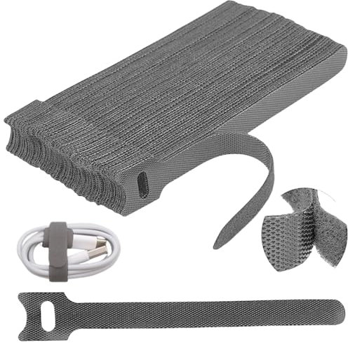 : GaoBangM 100 Pcs Reusable Cable Ties, Cable Ties, Fastening Straps, Adjusting Straps, for Electrical and Electronic Products,Cable Straps,Home Office Cable Organizer (Grey)