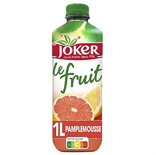 Joker - Jus de Pamplemousse Frais Pressé 100% Bio 1L - Rafraîchissant et Vitamine C Naturelle - Boisson aux Agrumes Revigorante - Le Lot De 4