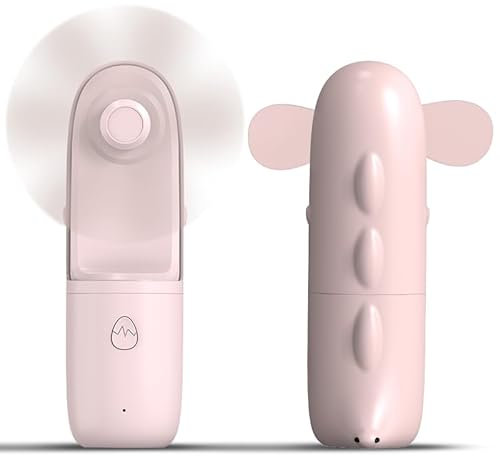 Amreich Portable Handheld Fan Rechargeable - Pink Dinosaur Hand Fan with 3 Speeds Small Pocket Fan with 1200 mAh 6-18 Hours Working Time for Travel Office Outdoor Use