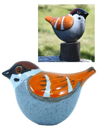 Midene Decoration Jardin Exterieur Statue en Céramique - Deco Extérieur - Figurines pour Jardin - Faite à la Main, Résistant au Gel, Cadeau Unique pour Les jardiniers - D'oiseau Moineau