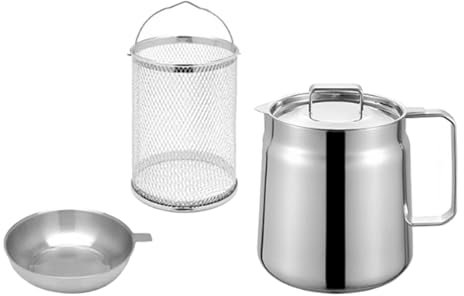 rockible Deep Frying Pot Deep Fryer Basket French Fries Frying with Lid Deep Fry Strainer, 1.5L