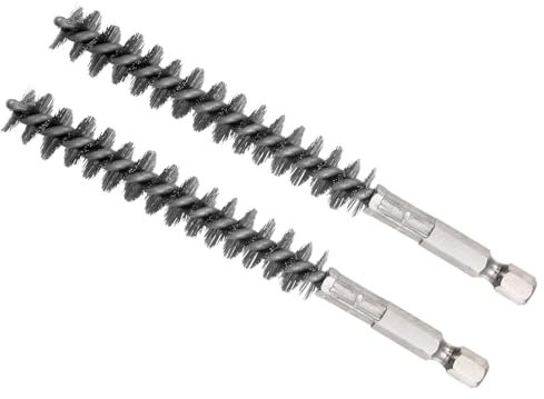 CoCud Brosse de Nettoyage, Diamètre de 12 mm, Longueur de 75 mm, en Acier Inoxydable avec Tige Hexagonale de 1/4 - (Applications : pour Perceuse Électrique), Lot de 2 Pièces
