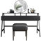 Schminktisch，Tisch, Frisiertisch, Make-up-Set, schwarzes Schminkset, Schreibtisch mit Spiegel, Tisch, Make-up-Schreibtisch und Stuhl, Make-up-Tisch (Größe: 120 cm)