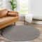 Jimri Flauschiger Teppich Läufer - Hochwertiger Kurzflor für Zuhause, Büro, Küche, Eingang, Flur, Wohnzimmer - Maschinenwaschbar - Rutschfester Teppich Waschbar - 80 cm Rund - Taupe