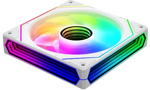 Jungle Leopard Prism 6PRO ARGB PWM Ventilateur d'ordinateur 120mm, Miroir Infini à trois côtés sur le côté (White, Reverse Flow)