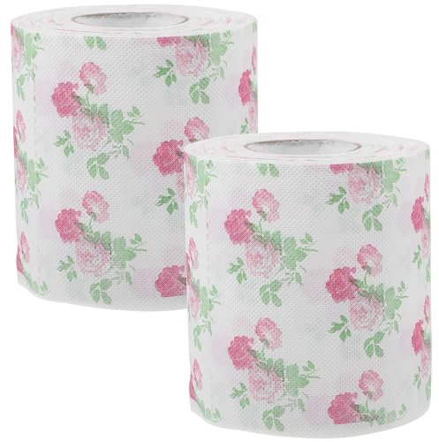 minkissy Floral Toilet Paper 2 Rolls Flower Printing Napkins Patterned Toilet Floral Toilet Rolls Paper Rose Printed Bathroom Tissue Decorative Toilet Paper Tissue