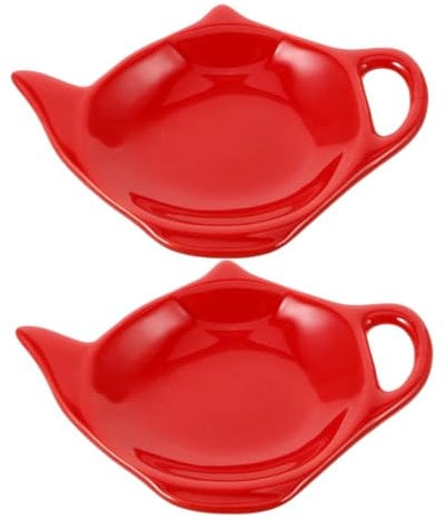 UTHCLO 2Pcs Ceramic Teabag Holder Dish Teapot Reusable Teabag Bin for Used Teabags Kitchen Utensil Organizer Teabag Storage Solution