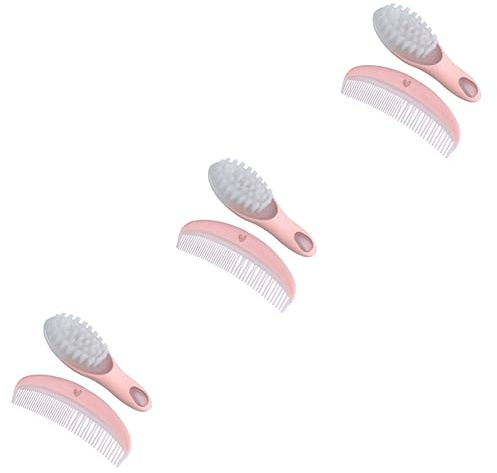 Beatifufu 3 Ensembles Peigne Infantile Peigne De Massage Pour Bébé Nourrisson Brosse à Cheveux Pour Enfants Brosse à Cheveux Pour Bébé Fille Shampoing Cuir Chevelu Masseur Berceau Bébés Rose