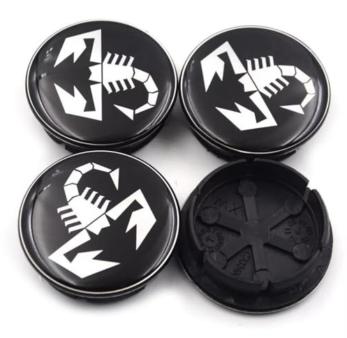 WxsDsq Cache Moyeux Enjoliveurs Capuchons Centre 50MM 4 Pièces Compatible avec pour Fiat Punto Abarth Panda Alfa Romeo Mito 147 156 159 166 500 Moyeu Jante Chapeaux ABS Bague Alliage,A