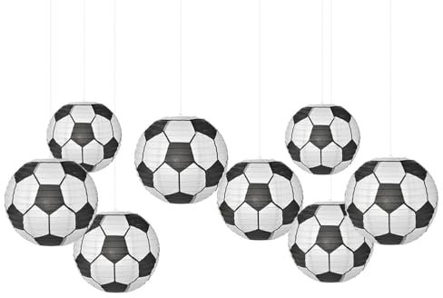 FANSU Fußball-Druck Papierlaterne Deko, 8 Stück Papierlaternen Set, Garten Papier Laterne Rund Hängende, für Party Hochzeit Geburtstag Dekorative Feier Papierlaternen (Fußball,25cm)