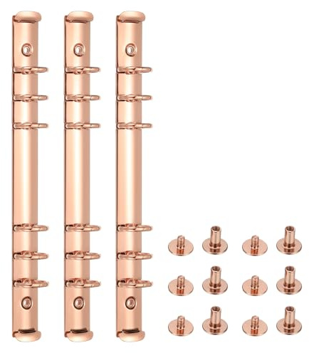 PATIKIL 3 ensembles A5 Mécanismes de reliure à 6 trous rose gold | de remplacement de reliure de planificateur