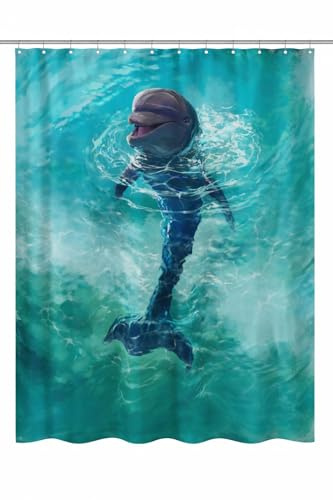 Clever-Kauf-24 Duschvorhang Textil BxH 180 x 200 cm Delphin Delfin Fotoprint Vorhang Dusche