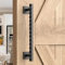 Manija rústica para puerta de granero, 12 pulgadas, resistente, metal, negro, grande, industrial, puerta corrediza, hardware para uso en interiores y exteriores