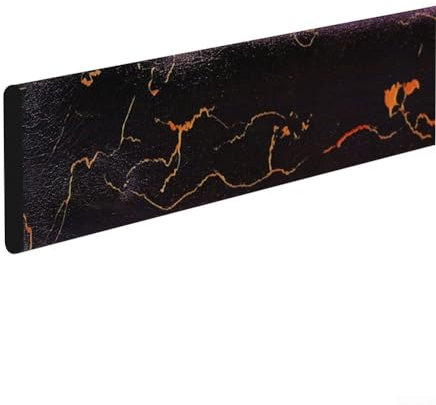 Battiscopa decorativo in marmo, ispessito, autoadesivo, anti-collisione, per la sicurezza dei bambini, intorno agli angoli e ai bordi (texture nera)