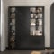 PREMTURE Bücherregal mit 6 Türen 14 Fächern,Vitrinenschrank mit Reagle 180 cm Hochschrank, Küchenschrank, Mehrzweckschrank für Wohnzimmer Büro Küche, Schwarz, 180 x 150 x 30 cm, MDF