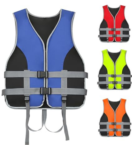 ZF YLYH Schwimmweste Erwachsene Unisex Auftriebsweste Tragbare Schwimmhilfe, Sommer Wassersport Rettungsweste mit Pfeife Sicherheitsjacke für Sup, Kajak, Angeln(Blue,XL)