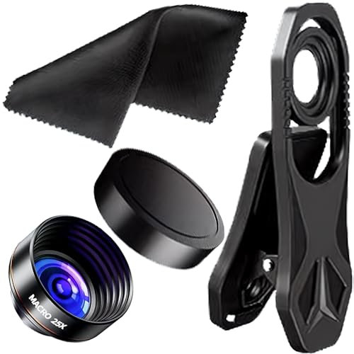 Objectif Smartphone Universel 4 en 1 –lentille Macro 25x Kit Photo Portable Clip pour Macro Lens, for Most Smartphones Accessoire Caméra Haute Définition pour Gros Plan & Paysage