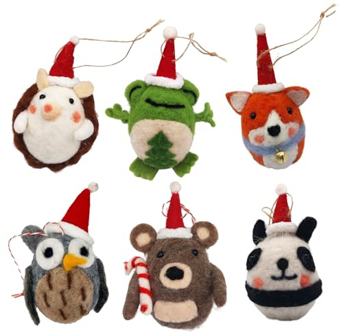 6er‑Set „Tierische Freunde“ Filzanhänger handgefertigt 5 x 10 cm – Weihnachten – Logbuch‑Verlag