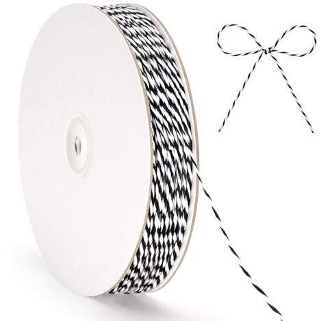 G2PLUS 2mm Black and White Paper String: 100m Gift Wrapping Twine for DIY | Crafting, Gift Wrapping, Crocheting and Party Decorations