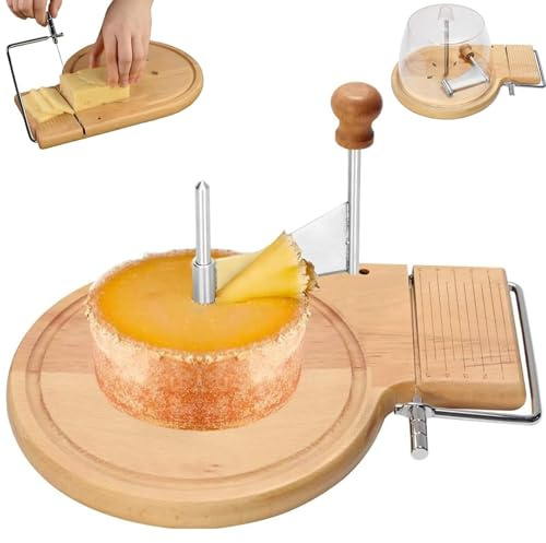 Affettacase Rotante Con Manico, Affettacase In Legno Di Faggio Tête De Moine, Affettacase Originale Girolle Con Spessore Regolabile, Acciaio Inossidabile, Per Burro E Cioccolato Casa Without lid