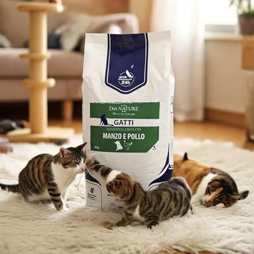 Dei NATURE Trockenfutter für Katzen, 20 kg, Rindfleisch und Huhn, ausgewogenes Trockenfutter mit hydrolysierten Proteinen für ausgewachsene Katzen, hergestellt in Italien mit ausgewählten