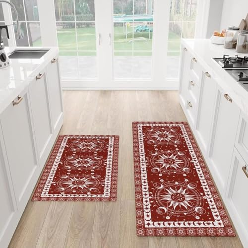 küchenteppich Rot Und Weiß Küchenläufer,Teppich Für küchenteppich waschbar rutschfest,fussmatte aussen 40x120