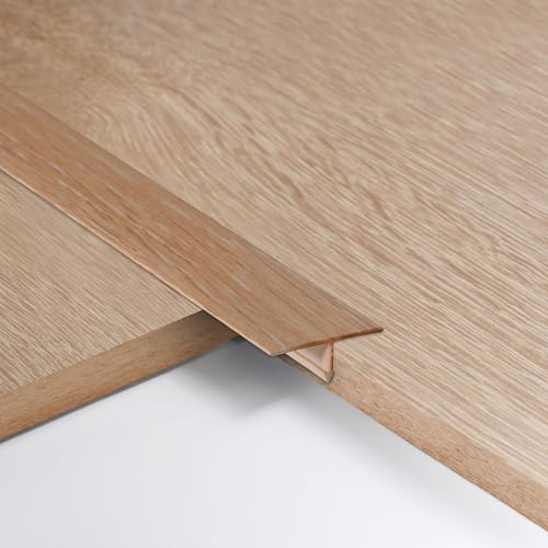3 tiras de aluminio en forma de T de 2 cm, perfil de transición para el suelo, 0,9 m, color beige