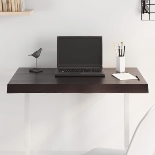 IBUQDDV Massivholz Tischplatte 80x60x(2-6) cm Behandelt Baumkante Eiche Ersatztischplatte Handgefertigt Naturkante DIY Tischplatte