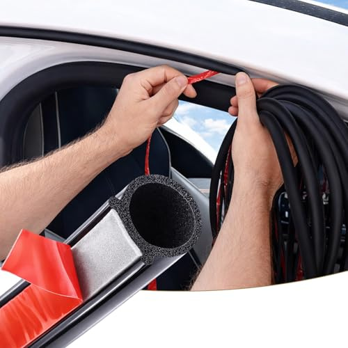 Richunie Auto Türdichtung Selbstklebend Gummi - 7M D-Förmige,Gummidichtung Auto Türdichtung, Schallschutz & Wasserdicht Gummidichtung Autotür Für Pkw, Transporter, Oldtimer (10 * 10Mm)