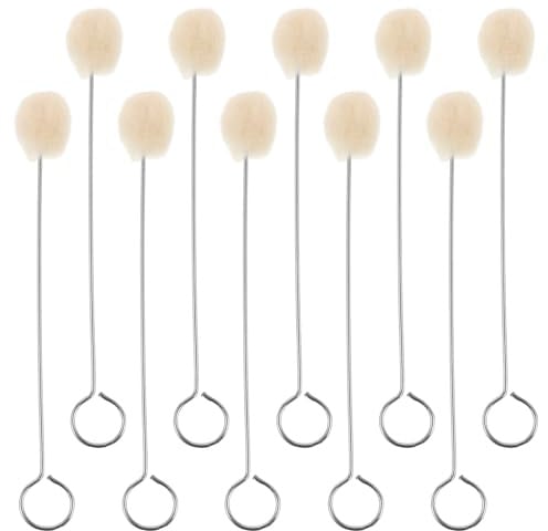 Healvian 10 Stück Lederfärbe Wollpinsel mit Metallgriff Weiche Bürste für Selbstgemacht Handwerksprojekte zum Färben von Leder und Wolle Silberfarbene Wollkugeln