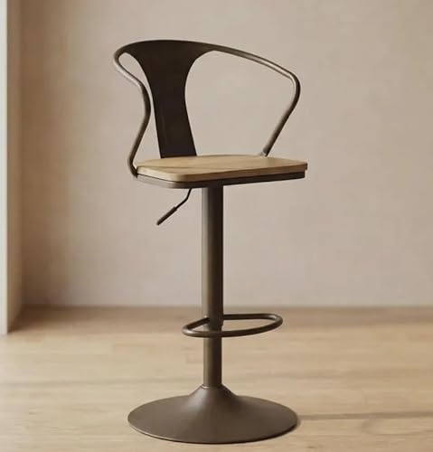 Adjustable Seat Bar Stool Rustic Iron Industrial Chair Vintage